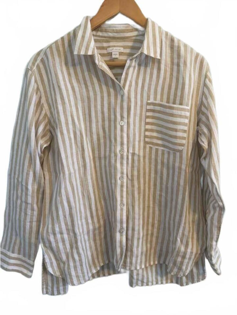 J. Jill Love Linen Striped Button Down Shirt Size S